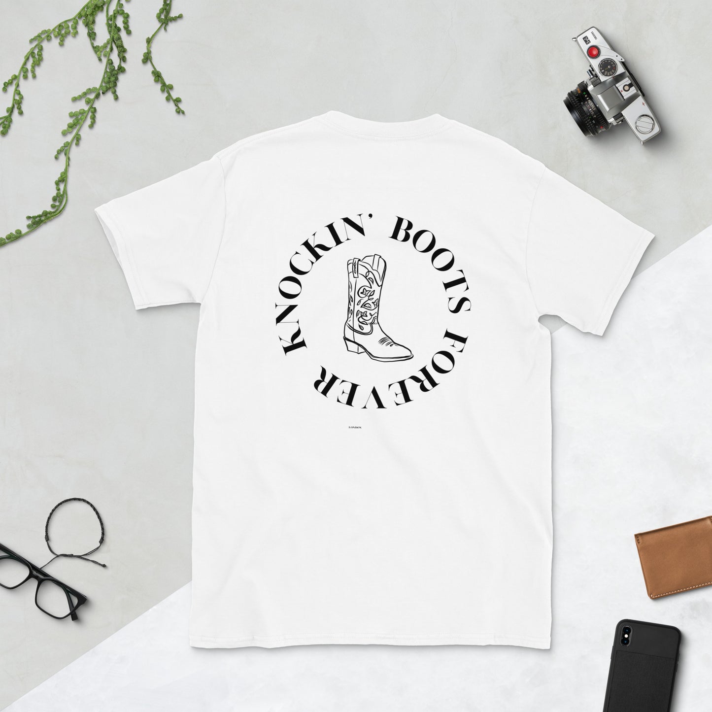 Simple Knockin' Boots Unisex Tee (White)